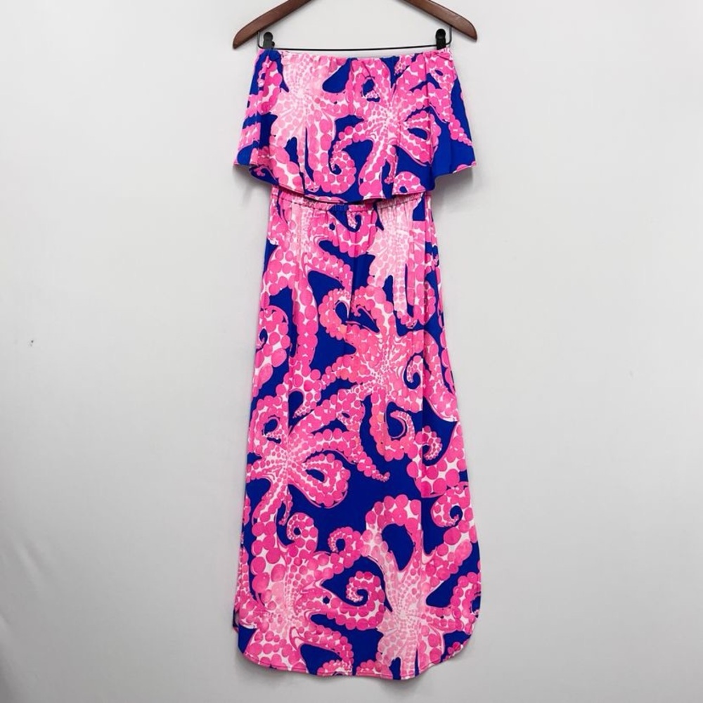 Like New Lily Pulitzer Midi Off Shoulder Meridian in Irate Blue Mocean Medium